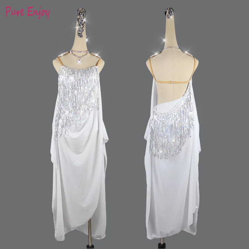 Женщины латинские танцы костюмы лайкра чистая топ кисточкой юбка сальса самба