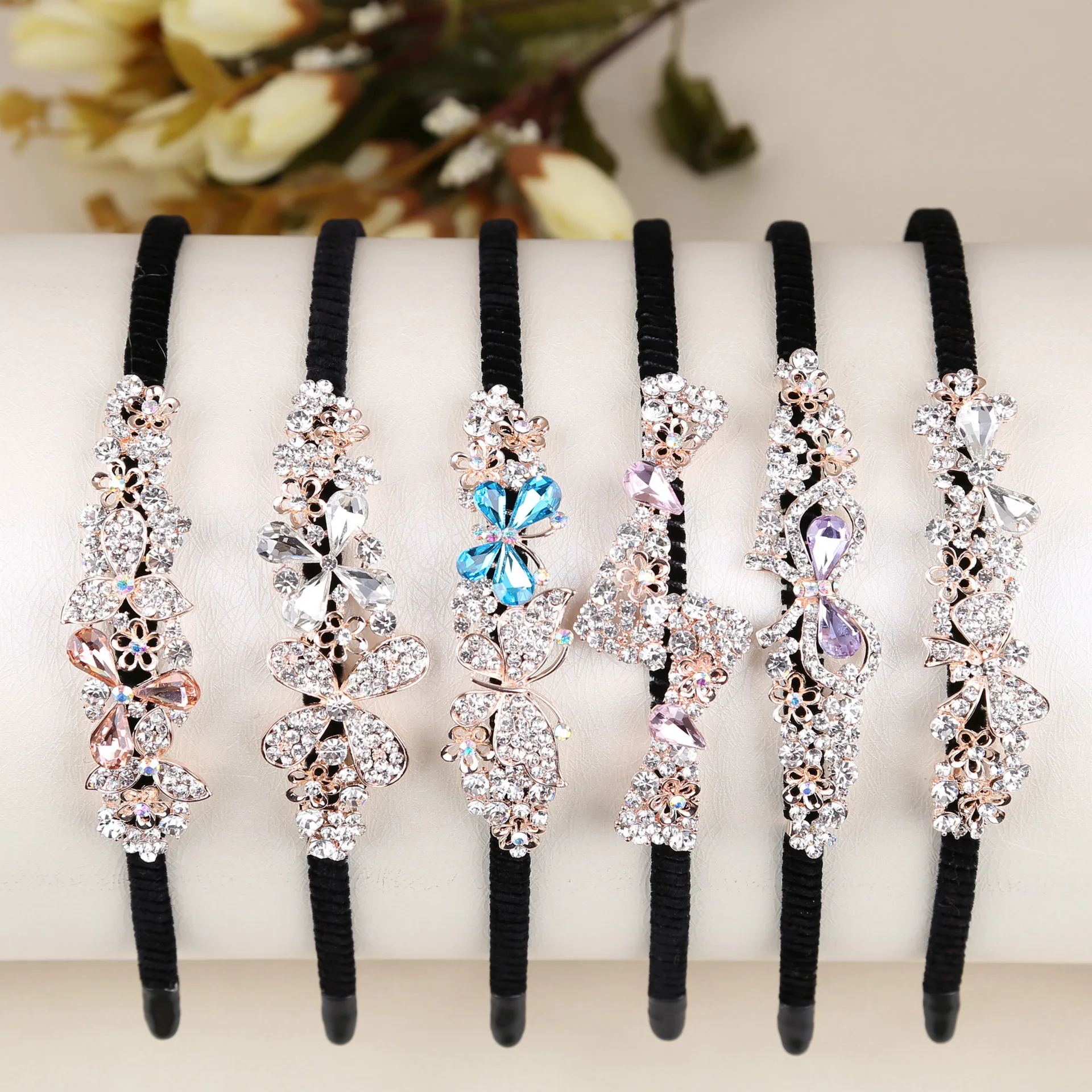 Корейские милые блестящие банты Стразы с цветами для девочек простой