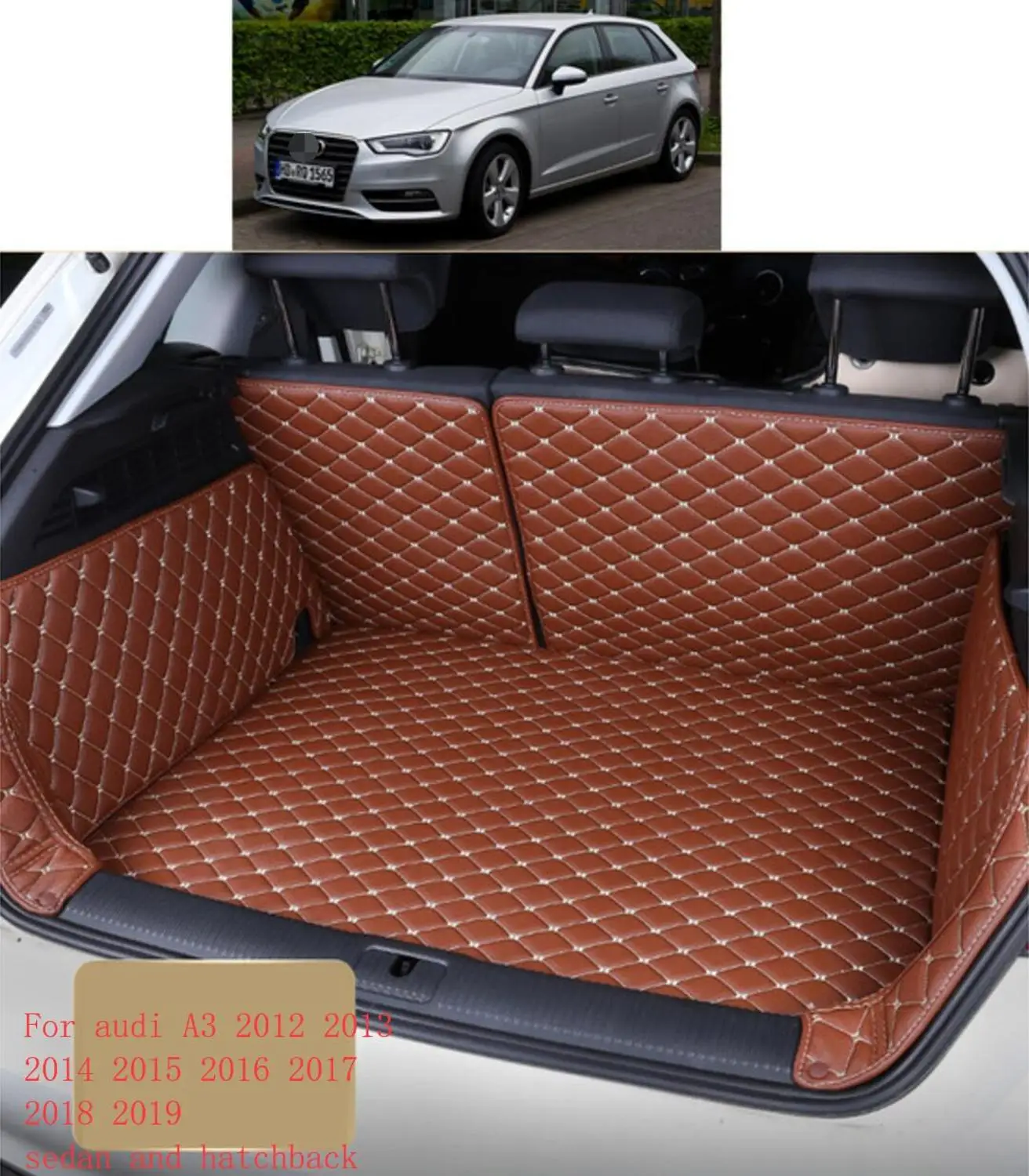 luxury fiber leather car trunk mat for audi a3 8V 2012 2013 2014 2015 2016 2017 2018 2019 car styling car accessories