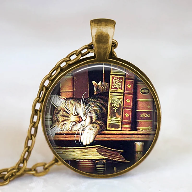 20 New Fashion Necklace Glass Dome Vintage Library and Books Pendants Necklace For Students Teachers And Librarians Necklace - Окраска металла: 20