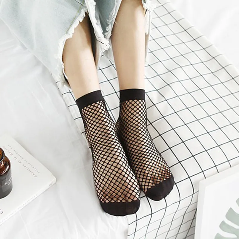 Модные женские туфли для девочек Сексуальная черная сетка носки летнее открытое Обувь с дышащей сеткой ажурные носки для женщин, носки до лодыжки