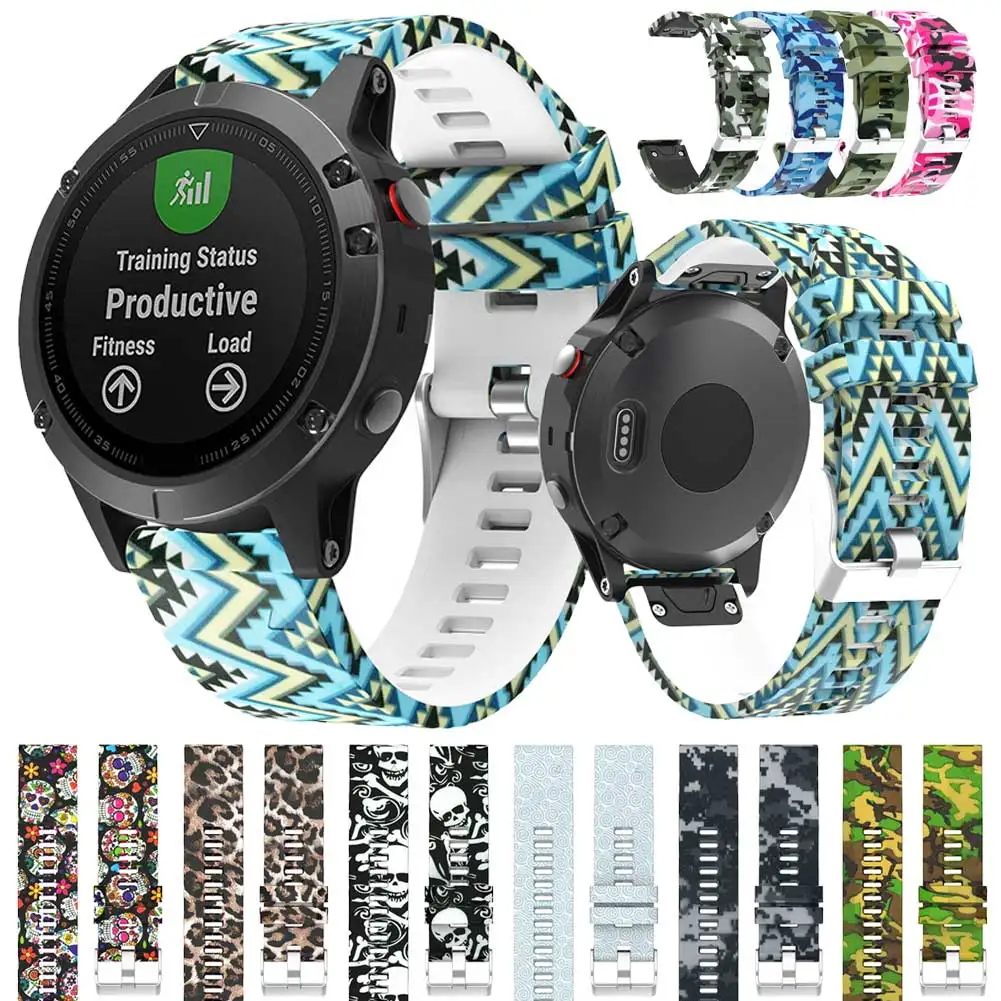 Напечатанный 22 мм быстрый релиз ремешок для Garmin Fenix5 ремень Цветной силиконовый браслет ремешок для Garmin Forerunner 945 Band