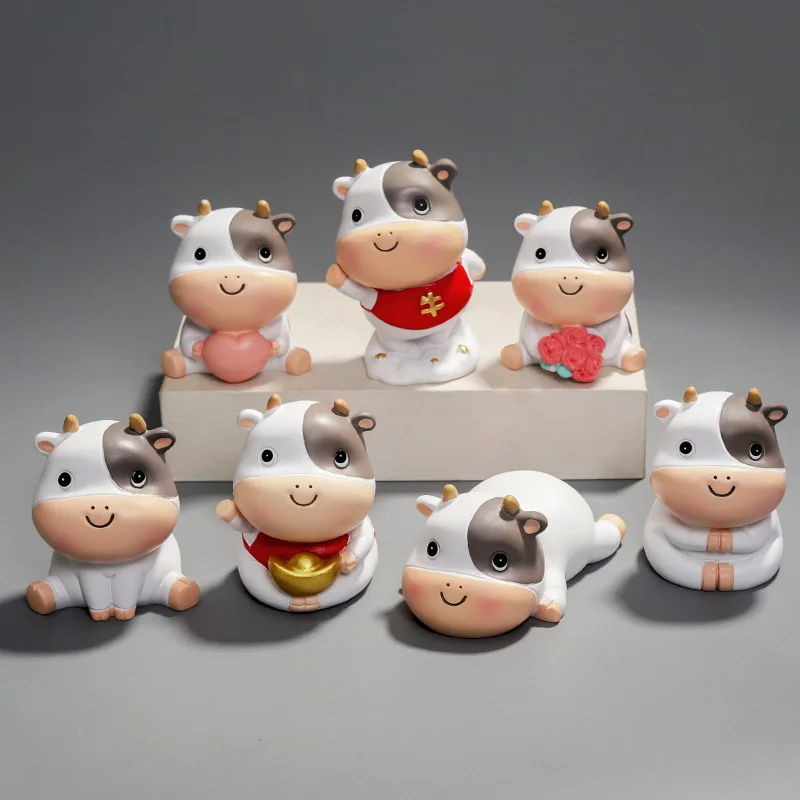 Новинка 2021 кавайные миниатюрные фигурки в виде коровы из мультфильма сделай сам