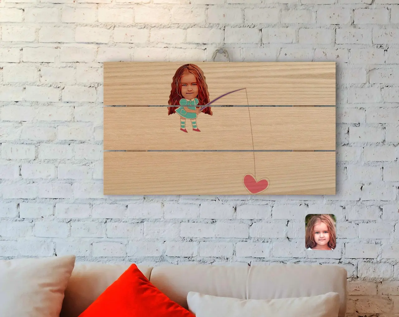 

Персонализированные женский ребенка карикатура аутентичный деревянный поддон Tablo-13