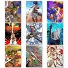 Картина из искусственной вышивки сделай сам 5D атака на Титанов, картина для вышивки крестиком, круглая вышивка, Подарочная Наклейка на стену, аниме