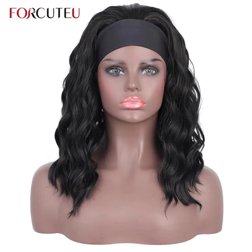 

Короткие волнистые синтетические парики forcucolo для чернокожих женщин, водная волна, натуральные черные коричневые синтетические повязки на ...