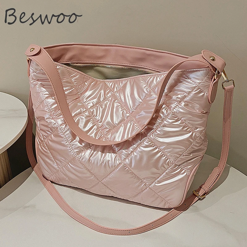 

Сумки-шопперы для женщин дизайнерская объемная стеганая сумка из хлопка со стразами, вместительная Водонепроницаемая женская сумка с подк...