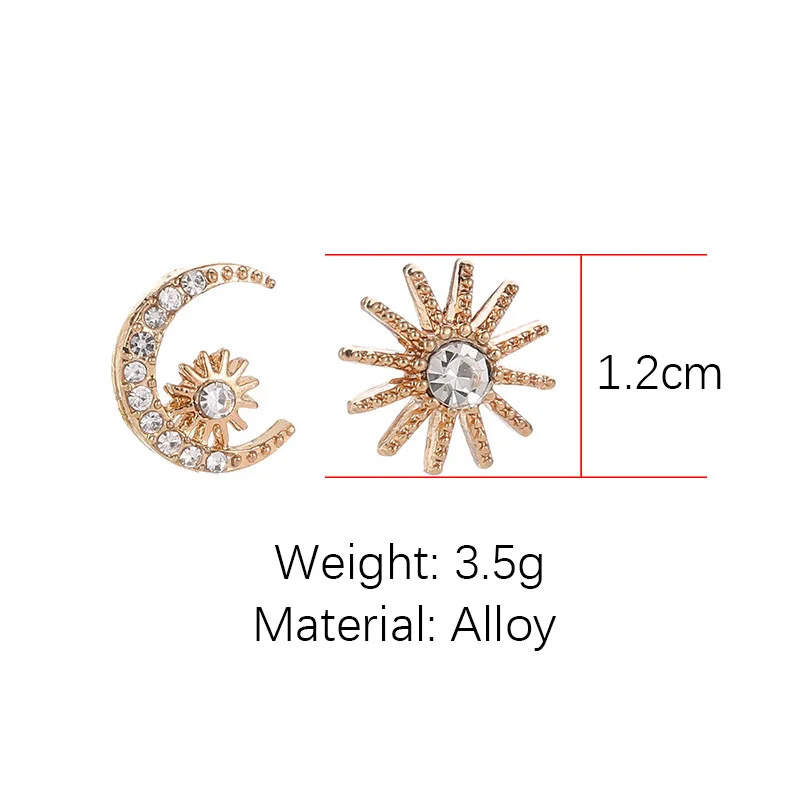 

Star and moon earrings cute star and moon asymmetrical earrings with diamonds, small fresh and diamond earrings