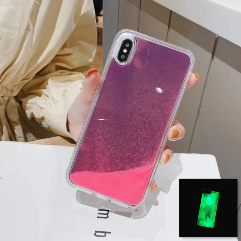 Светящийся чехол с жидким ночным светом для Samsung S10 S9 Plus Note 8 9 A7 A8 A6 J4 J6 J8 M10 A10 A20 A30 A40