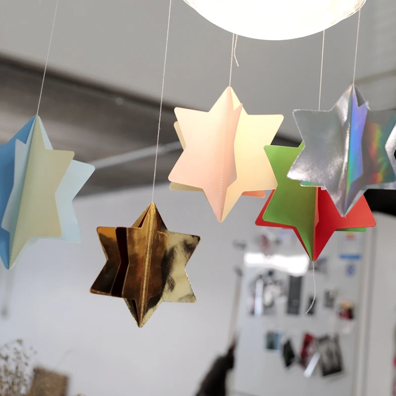 Colgante de звезда papel шестиугольная para decoración habitación детей ropa fiesta cumpleaños|Украшения