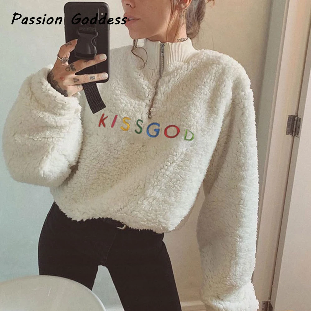 Повседневные женские милые флисовые толстовки на молнии из искусственной кожи с