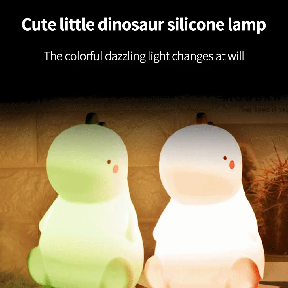 

LemonBest Dinosaur Night Light Colorful Night Light Color Changing Silicone Baby Night Light Dinosaur Silicone Pat Light