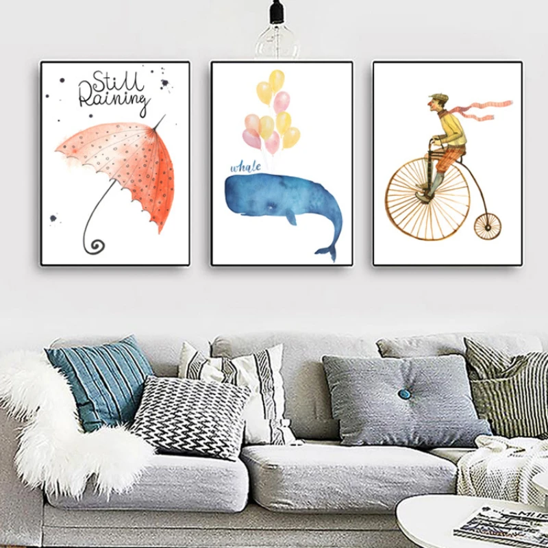 

Cartoon Unframed Europe Canvas Printings Girl Bedroom Decoration Minimalist Travel Decor Anime Poster Set Wall Paintings