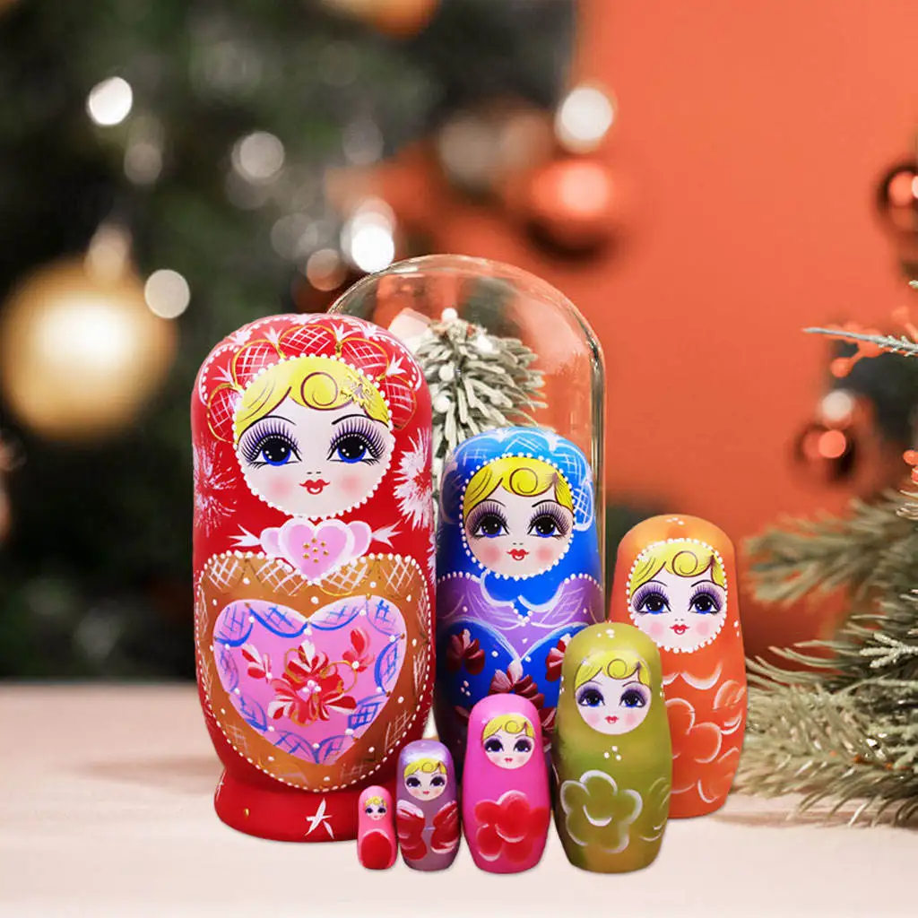 7 Pieces Girl Style Wooden Russian Nesting Dolls Kit Collectible Kids Matryoshka Toy | Игрушки и хобби