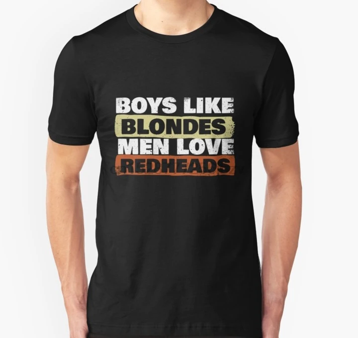 Мужская футболка для мальчиков как у блондинок с надписью Love Redhead Slim Fit принтом