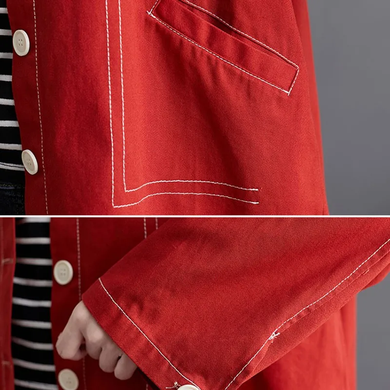 

100% Cotton Women Autumn Casual Jackets New 2020 Simple Style Vintage Solid Color Loose Comfortable Female Outerwear Coats S1605