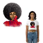 Афро для женщин термо-патчи для глажения стикеры Diy железа на патчи для детей, комплект одежды: полосатая патчи теплопроводная поливинилхлоридная наклейка