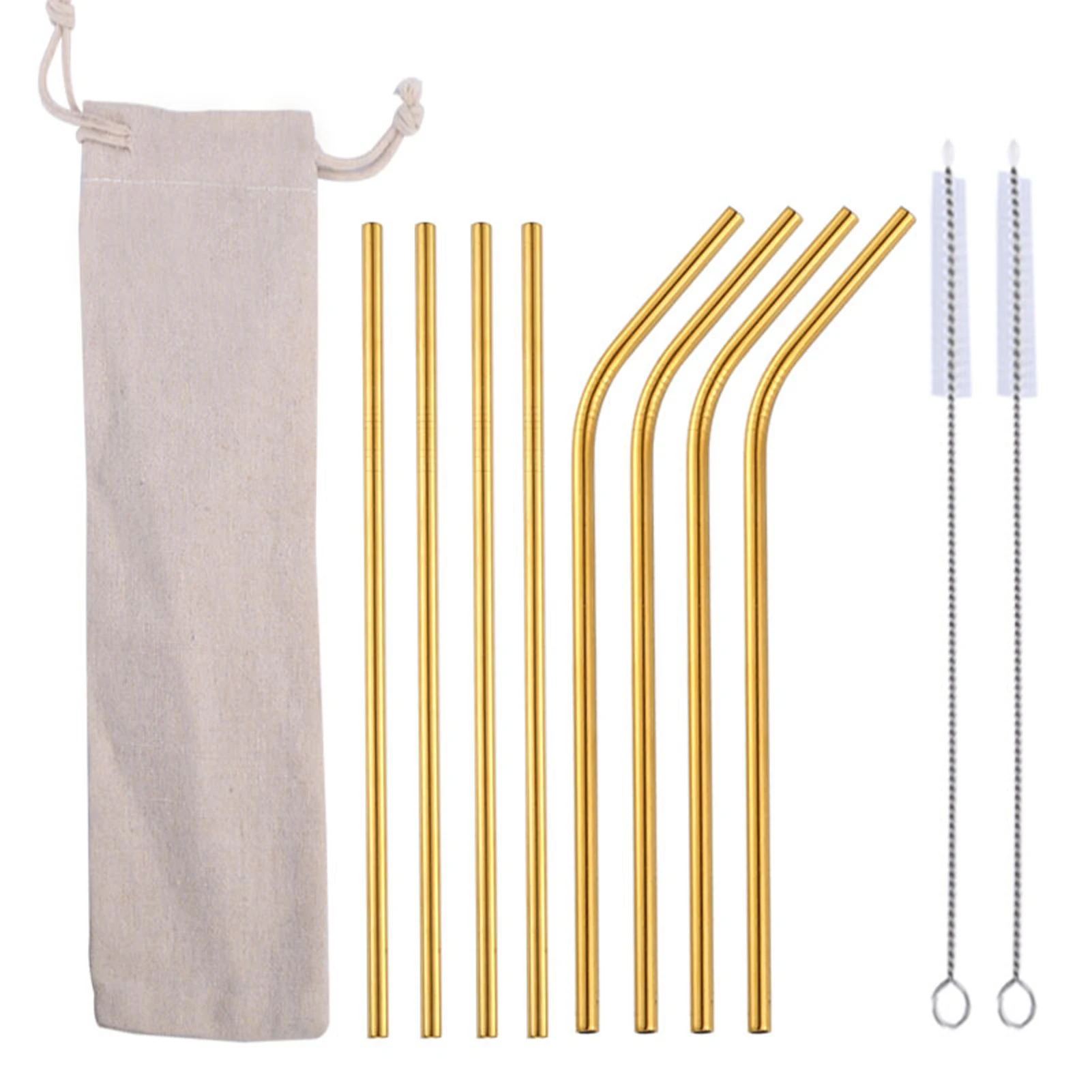 

10pcs/set Party Cleaning Brushes Portable Bar Coffee Cocktail Stainless Steel Birthday Reusable Straws Festival Long Drinking