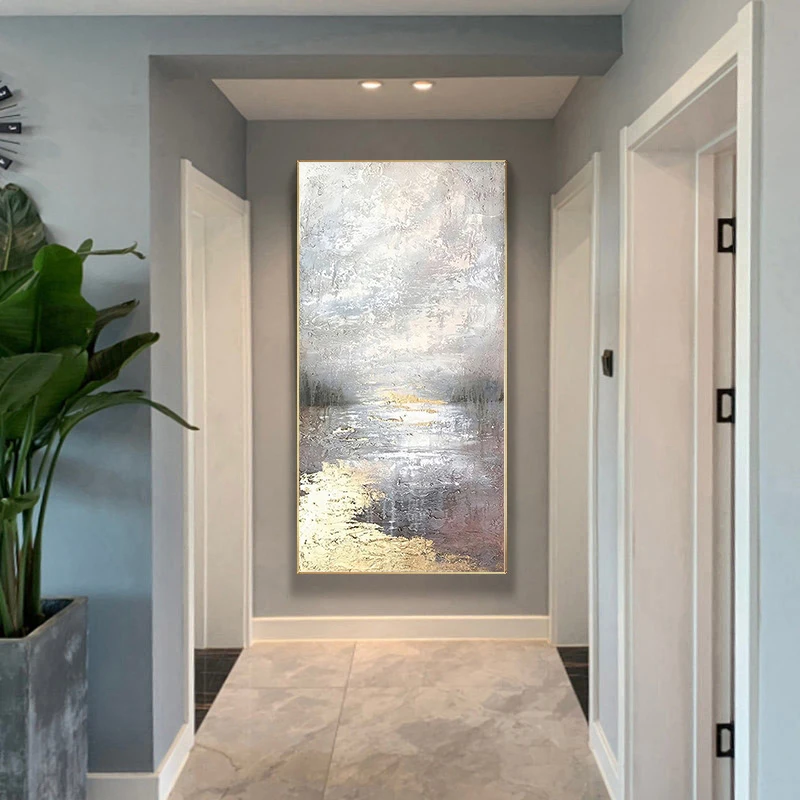 

Hand-painted Oil Painting On Canvas Living Room Wall Modern Decorative Painting Abstract Vertical Painting Frameless