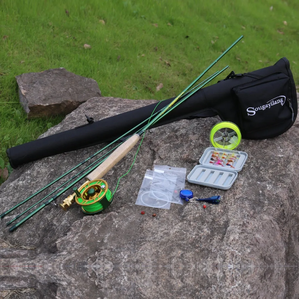 

Sougayilang Fishing Tool Set 2.73m Fly Fishing Rod 5/6 Fly Reel Combo Fish Pole Fish Line Bag Lure Flies Backing Line Full Set