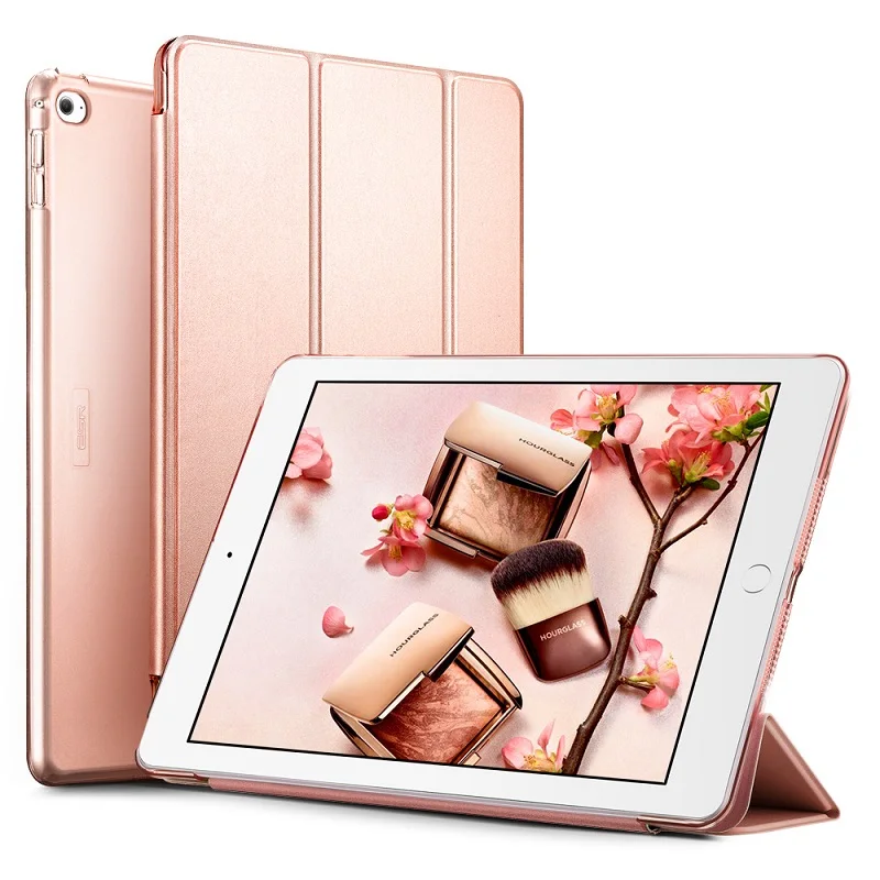 Rose Gold Чехол для iPad Air 2, ESR ура Цвет PU+ прозрачный PC задняя Ultra Slim Light Вес устойчивое к царапинам корпус для iPad Air 2 6 Gen - Цвет: Rose Gold