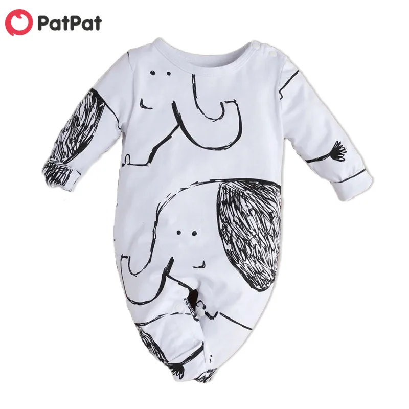 PatPat для маленьких мальчиков/девочек слон с длинными рукавами принтом девочек