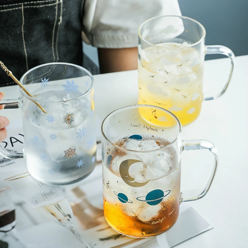 400 мл Современная Минималистичная чайная кружка Новая печатная стеклянная