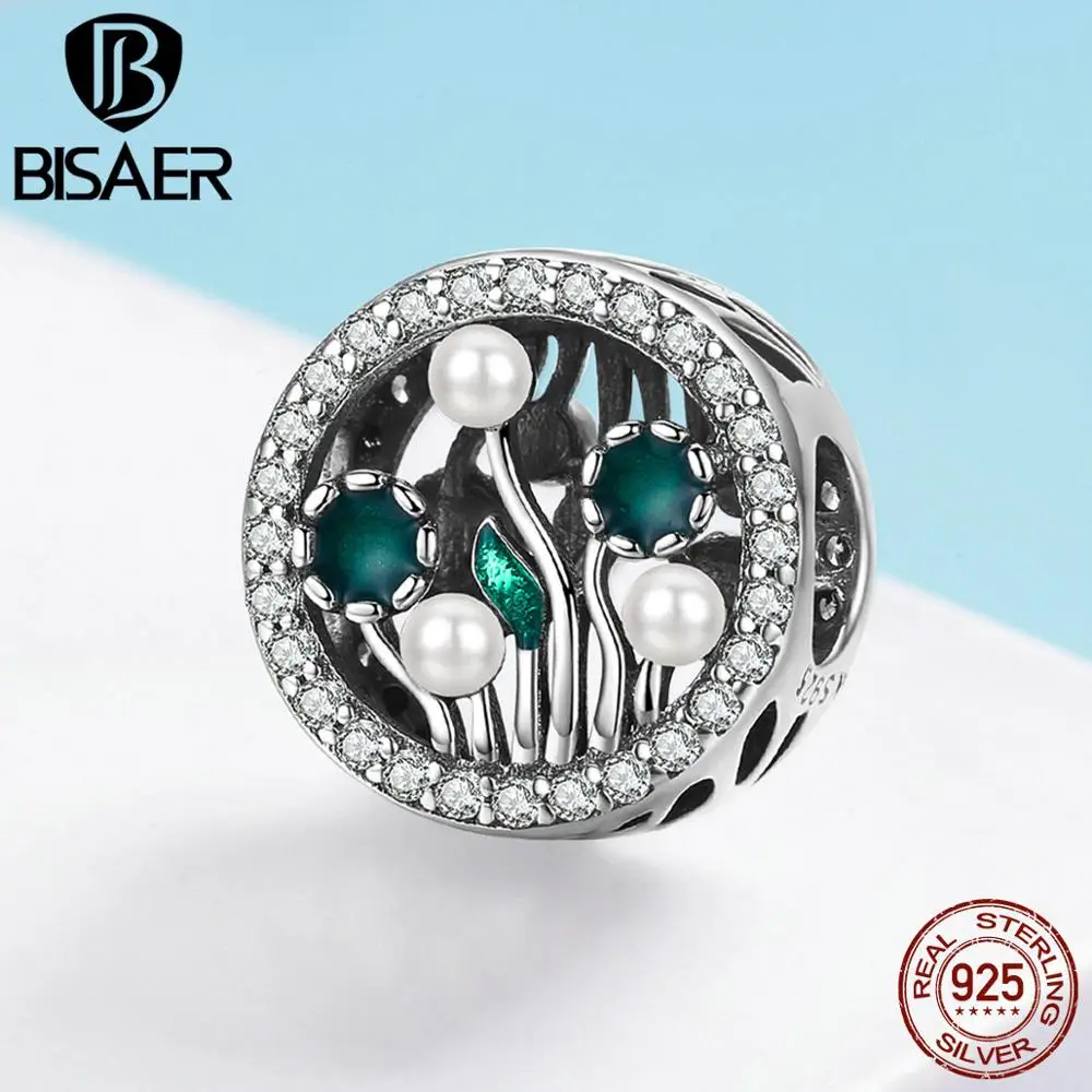 BISAER, 925 пробы, Серебряные Круглые Эмалированные бусины для женщин, ювелирные изделия, подходят для изготовления оригинальных 925 серебряных браслетов, подарки для девочки