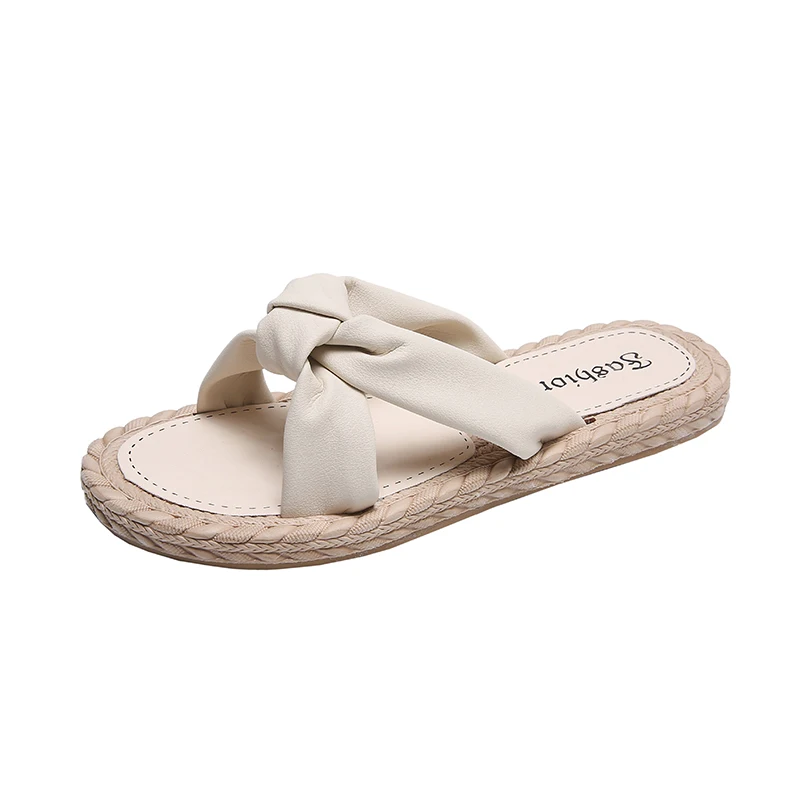 

Flower Shoes Woman 2021 Rubber Slippers Low Flock Summer Soft Flat Slides PU Floral Basic Casual Leisure Shoes Ladies' Slippers