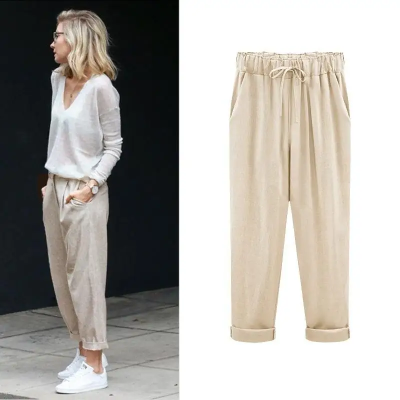 

Pants women's cotton and linen nine loose comfortable women Pants women's cotton and linen nine loose comfortable women