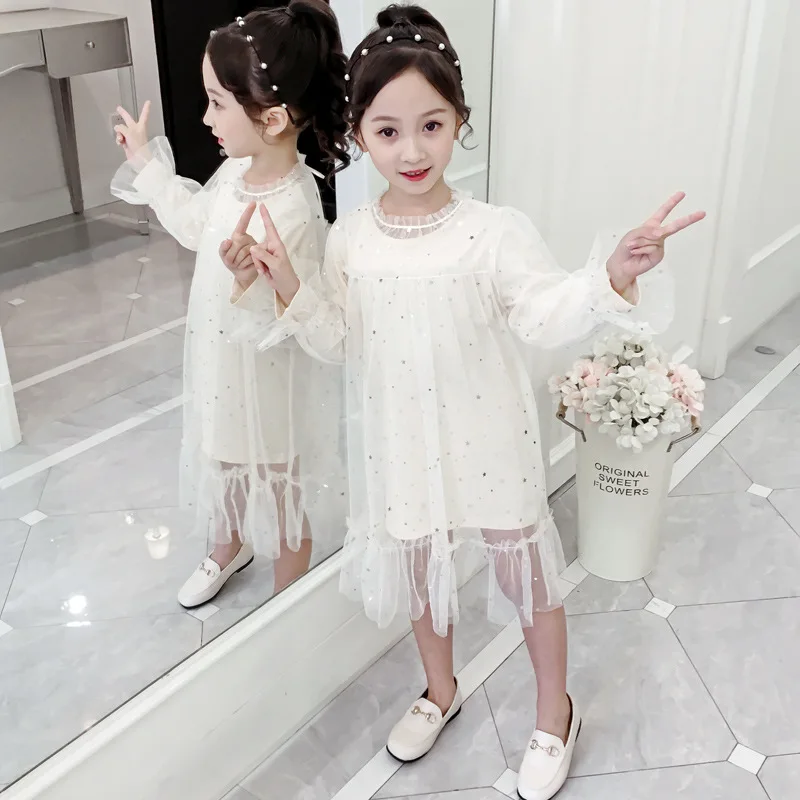 Платья для девочек вечерние костюм с длинными рукавами маленьких Детская Одежда