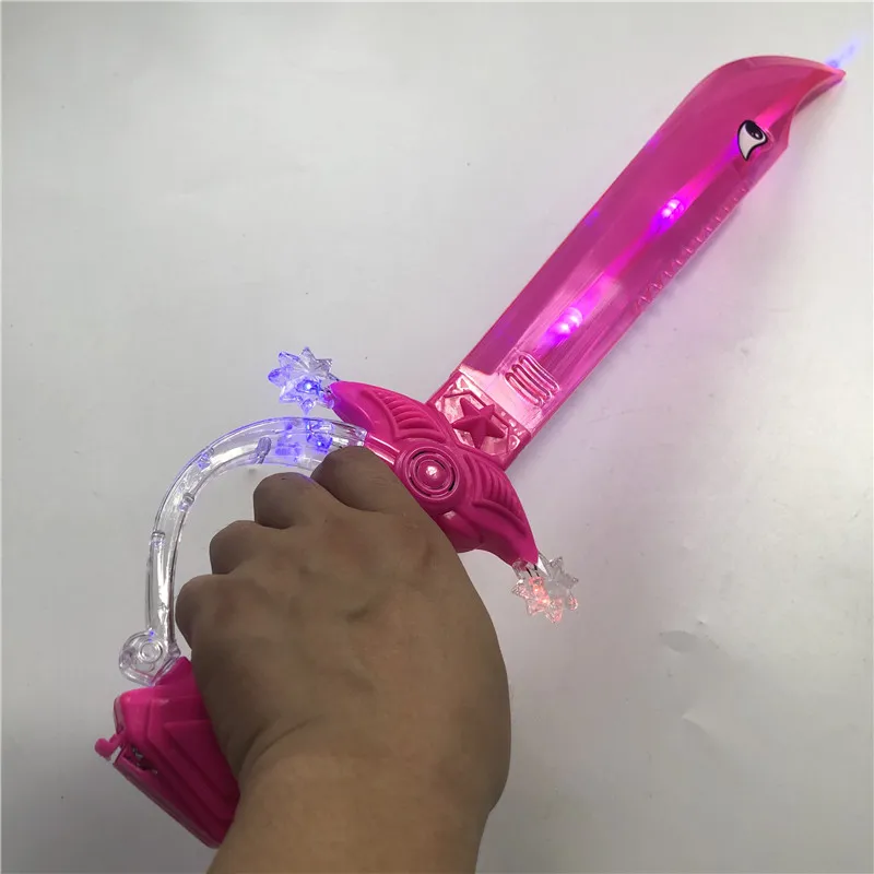 

56cm pink Eletronic Lightsaber Induction Shark sword Flashing Cutlass Simulation Plastic Light Toys Sword Children cosplay Props