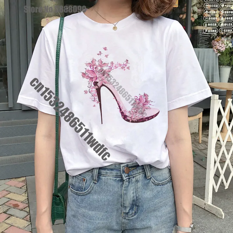 2020 розовая футболка на высоком каблуке Женская Роскошная в Парижском Стиле для