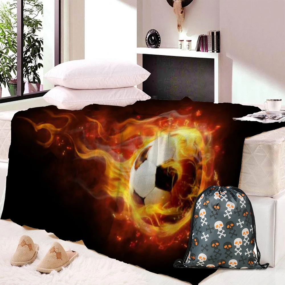 

Fleece Blankets Soccer Curtains Balls Football Flame Blanket Cushion Warm Throws Sofa Bed Home Bedspread Travel Fleece Blanket
