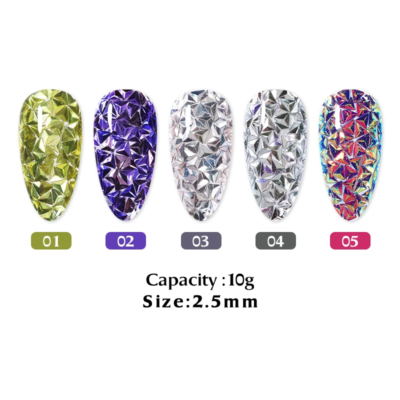 

1 Bag Nail Sequins Colorful Triangular Reflective Nail Sequins 3D Standing Nail Art Decoration