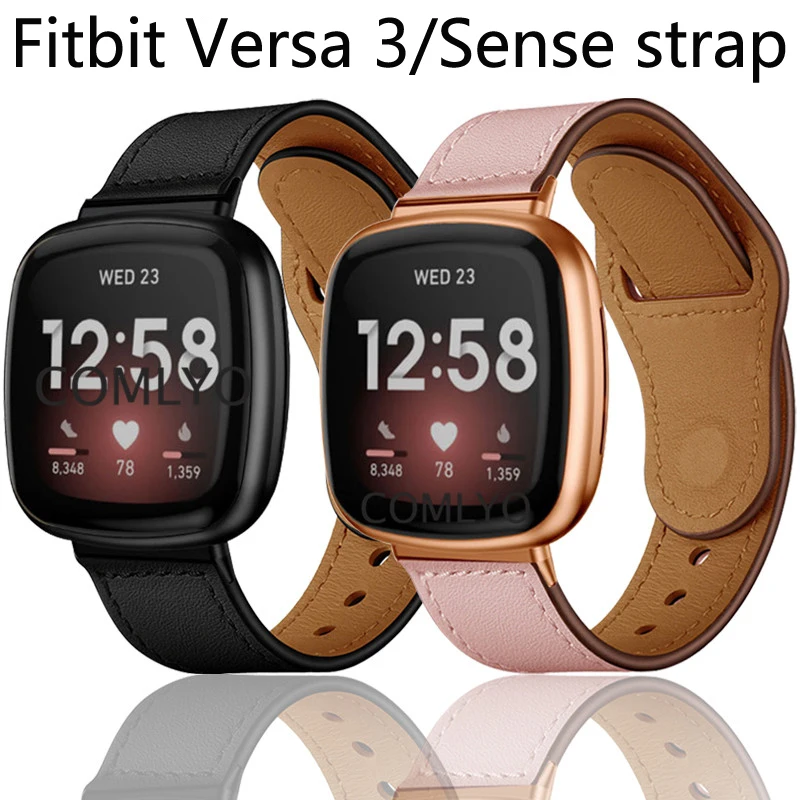 Online Correa de cuero para reloj inteligente Fitbit Versa 3, pulsera para Fitbit Sense, correas