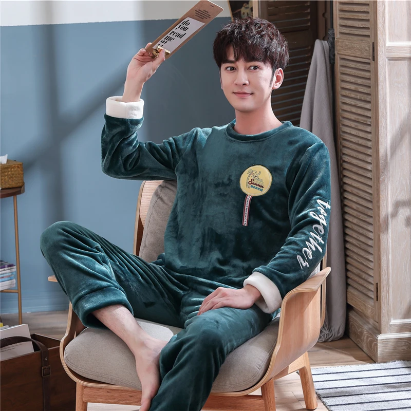 Милые животные фланелевые зимние пары Пижамный комплект для женщин и мужчин