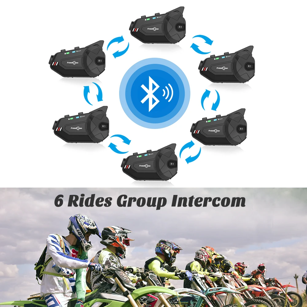 Freedconn R1 Plus Video Intercom Motorcylce Helmet Bluetooth Headset WiFi 1080P Action Camera DVR 6 Riders Interphone FM Radio|Наушники