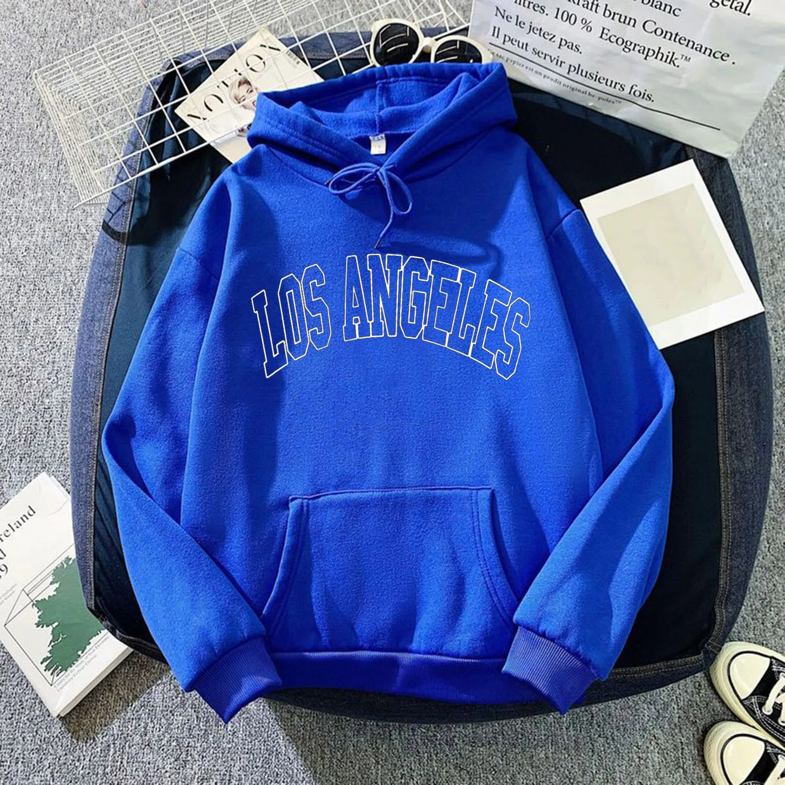 

Letter Print Hoodies Women Aesthetic Oversized Hoodie Pocket Drawstring Long-sleeved Sweatshirt Casual Blouse Pullover