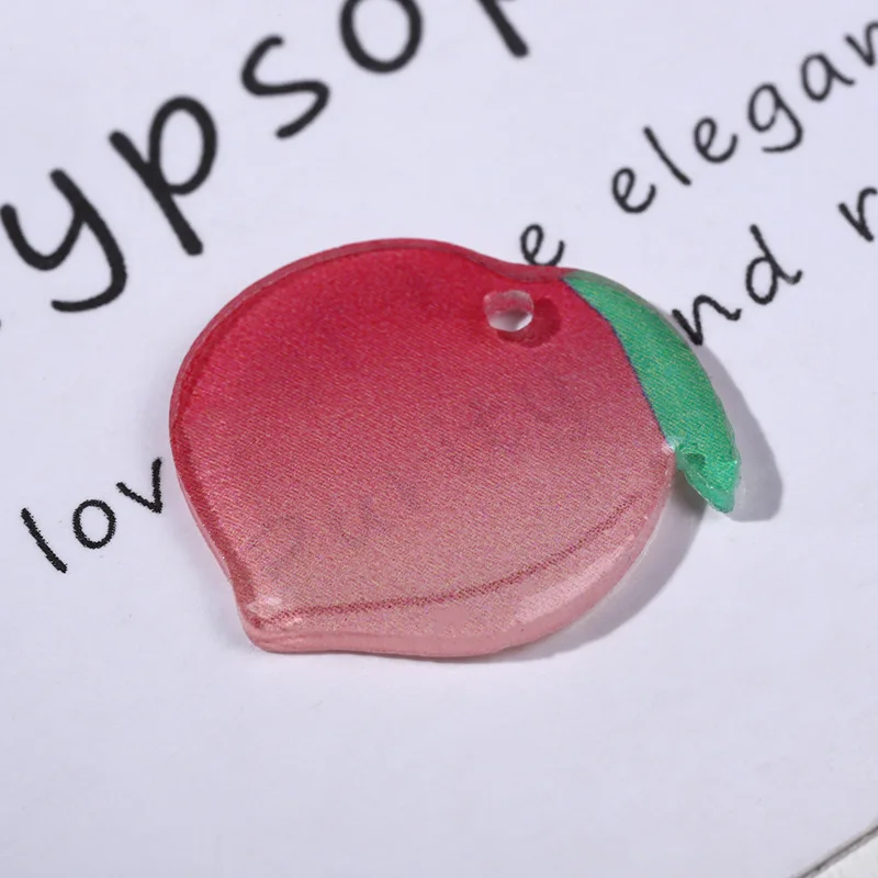 

lizz 10pcs/pack Arcylic Plastic Peach Earring metal Charms Barcelet DIY Fashion Handmade Jewelry Accessories 18x21mm