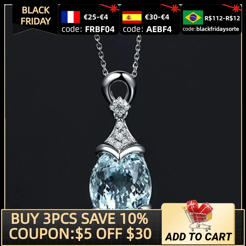 

2021 New Luxury Blue Color Pear Necklaces for Women Anniversary Gift Jewelry Wholesale X6697