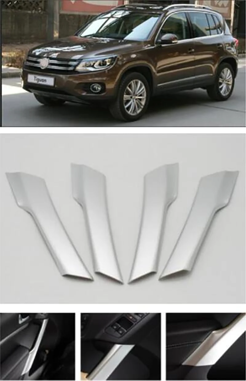 4 шт./компл. подходит для Vw Tiguan 2012 2013 ABS Chrome матовая отделка внутренняя дверная ручка подлокотник декоративная крышка Накладка для укладки волос