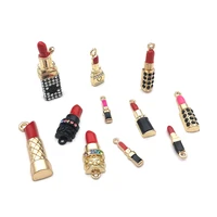 mix 10pcs lipstick charms pendants cosmetics dangle charms for necklace bracelet diy jewelry accessory