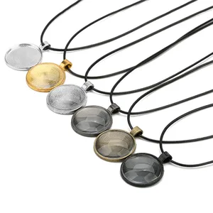 5 шт. застежки-карабины Подвески основа ожерелья настройки с 25 мм 30 мм стеклом Кабошон Камея вощеный шнур ожерелье принадлежности для ювелирных изделий