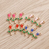 10pcslot 919mm enamel rose flower charms for necklaces pendants earrings 4 color handmade diy charms jewelry findings making