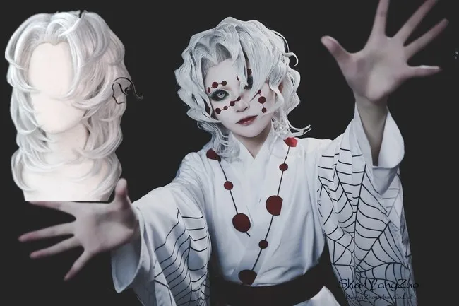 Аниме Demon Slayer Kimetsu No Yaiba Ayaki Rui косплей парик паук серебряные Длинные Синтетические