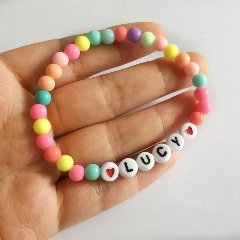 OMY бусина буква браслет для женщин регулируемые звенья имя браслеты DIY Ювелирные