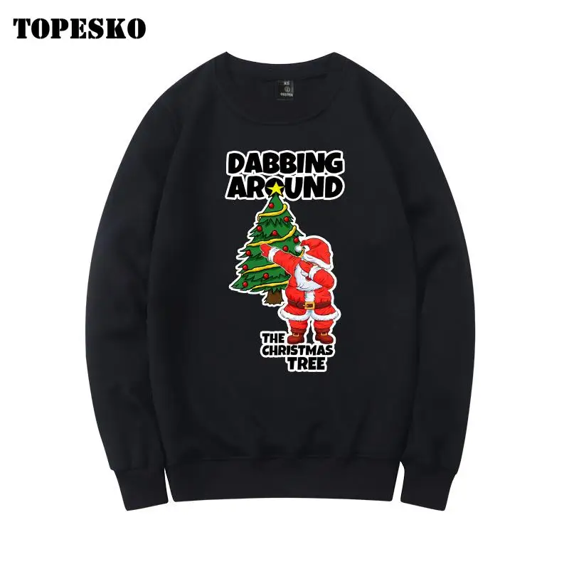 

TOPESKO, свитшот с капюшоном и длинным рукавом для мужчин и женщин, с изображением Санта Клауса, Рождественская одежда