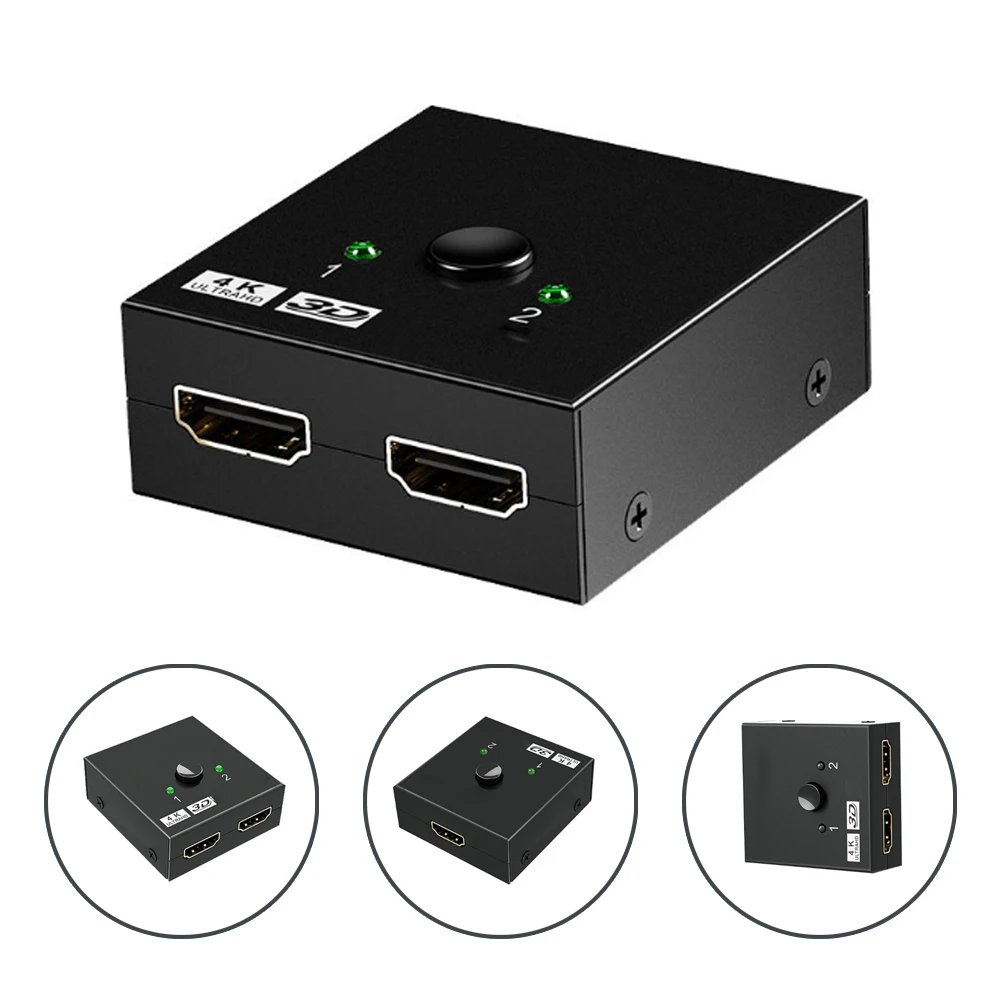 

Pohiks 1pc Black 2 in 1 In Out HDMI-compatible 2.0 Switch Switcher Splitter Hub For Notebook Computer TV Box Switchers Adapter