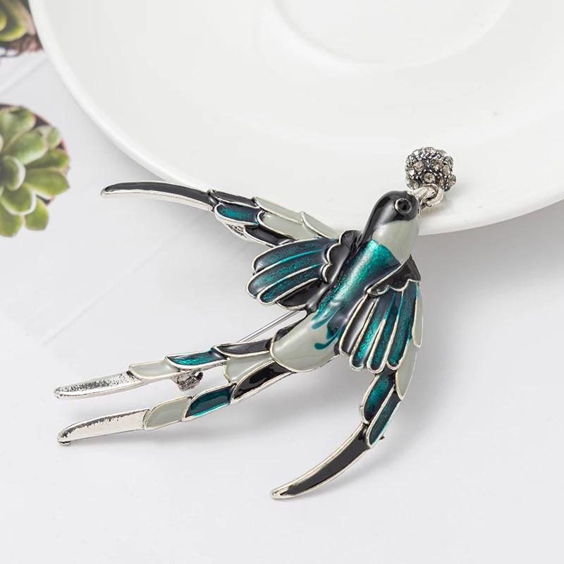Drop oil enamel pendant swallow bird brooch men and women of the same style all-match personality creative suit coat accessory | Украшения